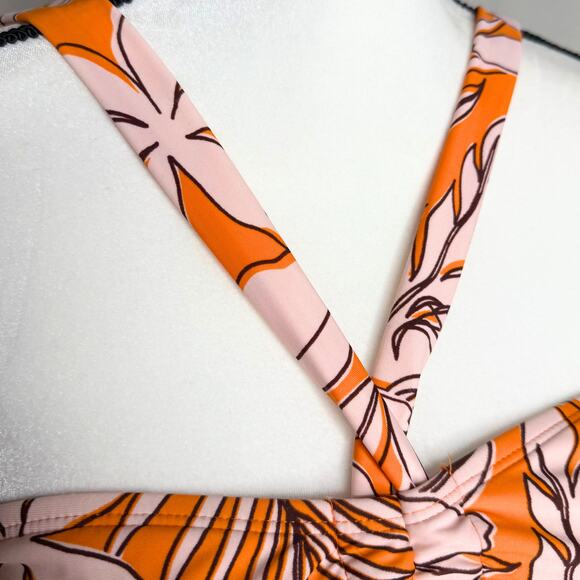 Kona Sol Target Tropical Floral Multiway Bralette Bikini Top Size Small Orange - Picture 2 of 9
